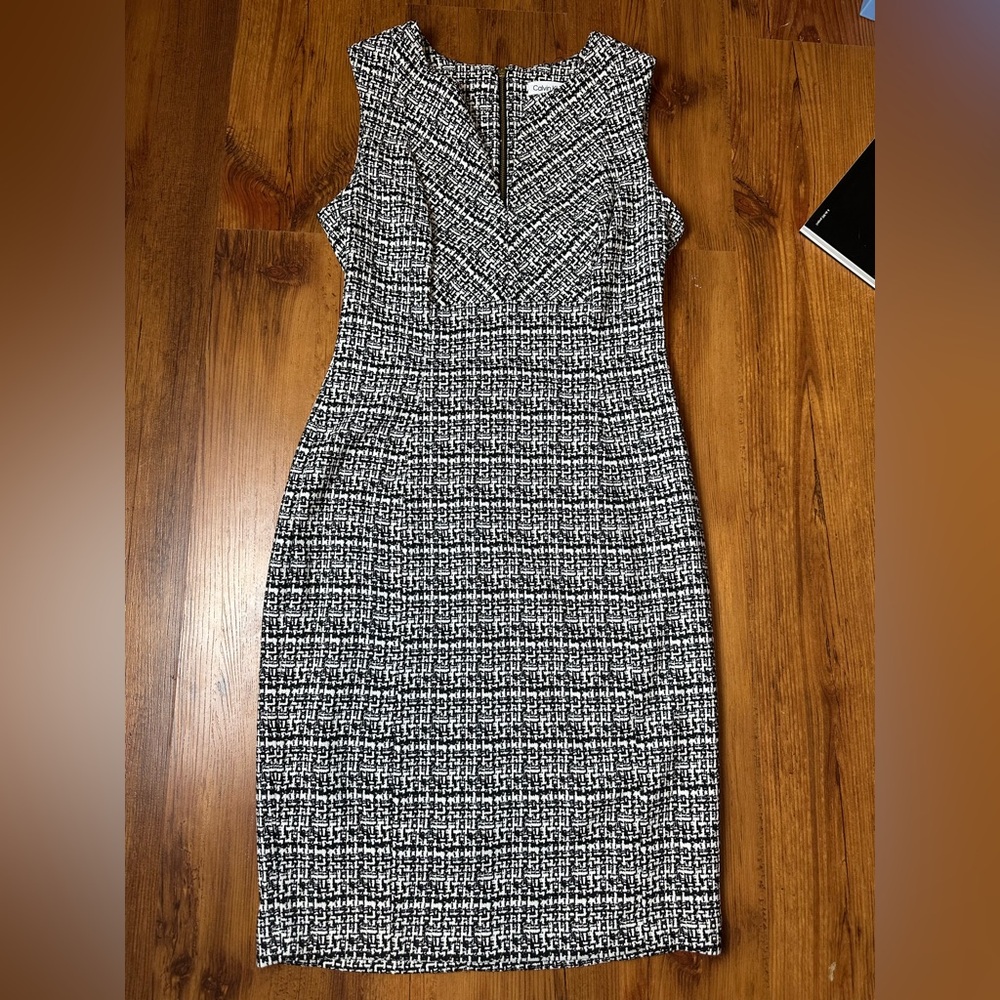 Calvin Klein Black and White Midi Dress